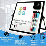 Small Dry Erase White Board - Desktop Whiteboard 10"X10" Black Frame with Stand
