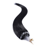 Loop Remy Hair Extensions Human Hair Silicone Micro Ring Beads Stick Tipped Hair Fish Line Link Hairpieces Hand Tied 1g/Strand 50 Individual Strands 50g Highlight 22 Inch #1 Jet Black