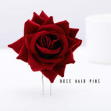 Yean Rose Flower Hair Comb Hair Pins Set Flamenco Dancer Headpiece for Women and Girls (Dark Red)