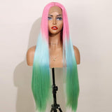 AIVA Synthetic Lace Front Wig With Natural Hairline Ombre Wig Glueless Heat Resistant Hair Middle Part Cosplay Wigs For Women