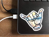 Shaka decal | Hawaii beach hang loose sticker for a hydro flask, laptop, water bottle