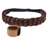 Winopey 3 Strands Synthetic Hair braided Headband Classic Chunky Plaited Elastic Stretch Hairpiece braid headband - Lady makeup headwear (Color 18T)