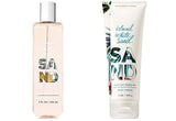 Bath and Body Works Island White Sand Fragrance Mist Spray and Cream Set Of 2 Full Size Items 8 Ounces each