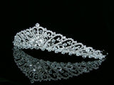 Bridal Wedding Princess Rhinestones Crystal Flower Tiara Crown - Silver Plating