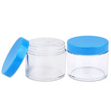 Beauticom 60 Grams/60 ML (2 Oz) Round Clear Leak Proof Plastic Container Jars with Blue Lids for Travel Storage Makeup Cosmetic Lotion Scrubs Creams Oils Salves Ointments (12 Jars)