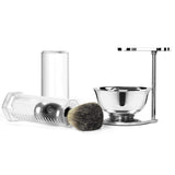 Shaving Brush Set for Men, 5pcs ACRIMAX Badger Shave Brush with Travel Tube, Chrome Shaving Razor Brush Stand and Stainless Steel Double Layers Soap Bowl, Shaving Gifts Set for Men Wet Shave