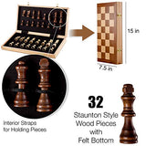 Chess Armory 15" Wooden Chess Set with Felted Game Board Interior for Storage