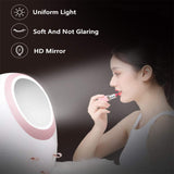 LED Mirror Makeup Organizer, Zinnor Makeup Mirror Organizer with Light LED Portable Adjustable Dressing Table Desktop Finishing Box Jewelry and Cosmetic Storage Display Case for Bathroom Dresser