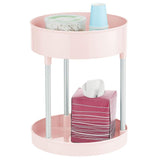 mDesign Spinning Metal and Plastic Makeup Organizer Rotating Lazy Susan 2-Level Turntable Storage Bin - Carousel Organizer for Bathroom Vanity Countertops, Cabinets - Light Pink/Silver