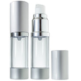Airless Pump Bottle Refillable Travel Container Kit - 2 Bottles (0.5 fl oz), Mini Funnel for Aromatherapy, DIY, Perfume, Home and Travel