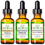 Anti Aging Serum 3-Pack for Face - Vitamin C Serum, Retinol Serum, Hyaluronic Acid