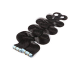 Tape in Hair Extensions 100% Remy Human Hair Tape on 12''-24'' Double Side Tape Seamless Skin Weft Long Straight 40pcs Wavy #1B Natural Black 22 Inch 100 Gram
