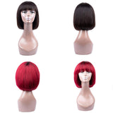 Human Hair Wigs with Bangs Brazilian Short BoB Wigs For Woman BOB Straight Hair Wigs Glueless Machine Made Wigs Natural Colo (14 Inch, T1b/99J)