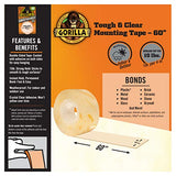 Gorilla Tough & Clear Double Sided Mounting Tape, 1" x 60", Clear, (Pack of 1)