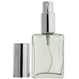 3-PIECE 1 OZ 30 ML RECTANGULAR EMPTY REFILLABLE GLASS BOTTLE WITH FINE MIST SILVER SPRAYER (Perfume Fragrance Cologne Essential Oil Atomizer)