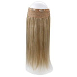 Runature Halo Hair Extensions Human Hair (14 Inches, Color 10P16) Golden Brown with Golden Blonde Human Hair 70g Hidden Fish Wire Hairpiece