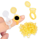 50PCS Tattoo Ring Cup Disposable Glue Holder Cover Plastic Tattoo Ink Paint Ring Glue Makeup Ring Palette Eyelash Extension Nail Art (Orange)