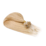 Loop Remy Hair Extensions Silicone Micro Ring Beads Stick Tipped Hair Fish Line Link Hairpieces Hand Tied 1g/Strand 50 Strands 50g Highlight 22 Inch #18/613 Light Ash Blonde mix Bleach Blonde