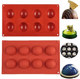 2PCS Silicone Mold For Chocolate, Cake, Jelly, Pudding, Handmade Soap, BPA Free Cupcake Baking Pan （8 Holes ）