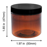 2oz Amber Jars with Lid, 12 Pack, Round PET Plastic Jar Container with Blank Labels (BPA Free) ……