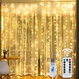 HOME LIGHTING Window Curtain String Lights, 300 LED 8 Lighting Modes Fairy Copper