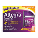 Allegra Adult Non-Drowsy Antihistamine Tablets, 70-Count, 24-Hour Allergy Relief, 180 mg