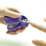 HARAC No Splash Japanese Nail Clipper With Catcher Colorful Large Handle For Thick Fingernail and Toenail (Purple)