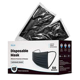 WeCare Individually Wrapped Disposable Face Masks - 50 Pack, Black -Soft on Skin