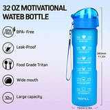 32oz Leakproof Water Bottle with Time Marker & Straw lid to Ensure You Drink Enough