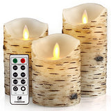 comenzar Flickering Candles, Candles Birch Set of 4 5" 6" Birch Bark Battery Candles