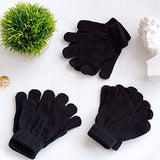 Kids Winter Knit Gloves, 12 Pairs Full Finger Stretchy Magic Gloves for Boys and Girls