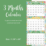 2021 Calendar - 3 Month Display Wall Calendar (Folded in a Month), 11.3" x 26"