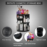 360-Degree Rotating Makeup Organizer, Adjustable Multi-Function Cosmetic Storage Unit, Compact Size with Large Capacity, Fits Different Types of Cosmetics and Accessories, Black