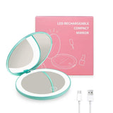 Rechargeable Compact Mirror with Light,1x/10x Magnification,3.5 inch Dimmable Lighted Travel Makeup Mirror,LED Compact Mirror for Purses,Pocket,Touch Switch,Type-c Charging,Daylight,Portable,Handheld