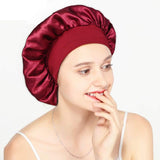 6 Pack Satin bonnet Sleep Cap for Women Soft Elastic Wide Band Hat Night Sleeping Head Cover for Good Sleeping (Solid Color,Normal Size)