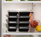 Ez Prepa [25 Pack] 32oz 3 Compartment Meal Prep Containers with Lids -Food Storage Containers BPA Free Plastic, Bento Box, Lunch Containers