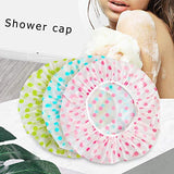 Shangling Shower Caps, 3 Pcs Waterproof Bath Caps Plastic Reusable Shower Caps