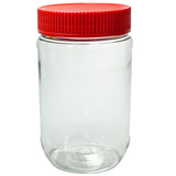 17 oz Empty Peanut Butter, Nut Butter Spread Container Jars with Red Ribbed Foil Lined Lids - 6 pack