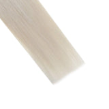 Full Shine Human Hair Extensions 16 Inch Invisible Skin Weft Double Sided Tapes Color 1000 Ice White Blonde Comfortable Silky Straight Hair Extensions Brazilian Glue on Human Hair 50 Grams 20 Pcs