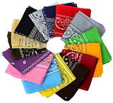 12pcs Bandanas 22 X 22 Inch 100% Cotton Novelty Double Sided Print Paisley