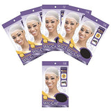 (6 Pack) Qfitt- Wide Band Stocking Wig Cap (Natural)