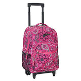 Rockland Double Handle Rolling Backpack, Bandana, 17-Inch