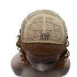 16" Gold Braiding with Curly tips Synthetic Synthetic Lace Front Wigs free Parting 260% Density Braids Braided Heat Resistant Fiber Hair for Woman