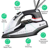 Vremi 1800 Watt Steam Iron for Clothes - Nonstick Ceramic Sole Plate, 350 mL Water Tank