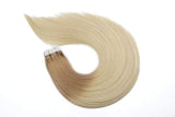 Remy Human Hair Tape in Extensions Ombre Straight Golden Brown Fading to Platinum Blonde Double Sided Hair Extensions Glue in Extensions Seamless Skin Wefts 22 Inch