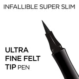 L'Oreal Paris Makeup Infallible Super Slim Long-Lasting Liquid Eyeliner, Ultra-Fine Felt Tip, Quick Drying Formula, Glides on Smoothly, Brown, Pack of 2