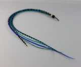 5 Feathers In Total 7"-10" in Length Ocean Blue Feathers Bonded At the Tip for Hair Extension Salon Quality Feathers