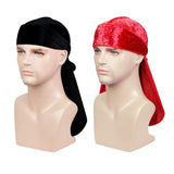 2 Pcs Wave Durags (Velvet Durag and Crushed Velvet Durag) – Premium Soft Headwraps with Extra Long Tail Perfect for 360 Waves