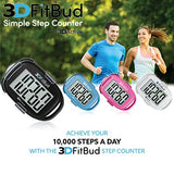 3DFitBud Simple Step Counter Walking 3D Pedometer with Lanyard, A420S