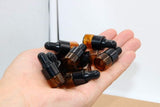 30Pcs Amber Glass Dropper Bottles Mini Empty Sample Vials Essential Oil Dropping Bottles Perfume Jars Cosmetic Container with Glass Eye Dropper and Black Caps (1ml)